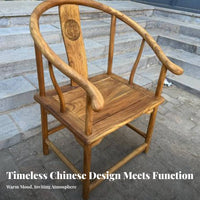 Solid Wood Construction Traditional Chinese Armchair With Armrests Slat-Back Armchair Vintage Design Dining Chair Sturdy for Tea Lovers, Cultural Enthusiasts, Homeowners, Living Room, Restaurant, Home