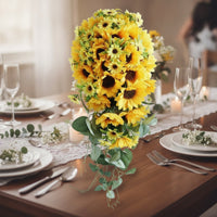Photo Prop Sunflower-Like Bridal Floral Arrangement Ready to Use Artificial Sunflower-Like Floral Arrangement Silk Material Wedding Decoration Reusable for Brides