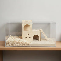 Hamster with Ramp Wooden Hamster Playhouse Edges Small Animal Enclosure for Terrarium