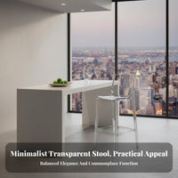Nordic design Clear rearrest Bar Stool Transparent rear Counter Chair Easy to Clean Seating Furniture Modern Design for homeowners, Restaurant Owners, Adults, Kitchen Island, Cafe, Lounge, Dining Room