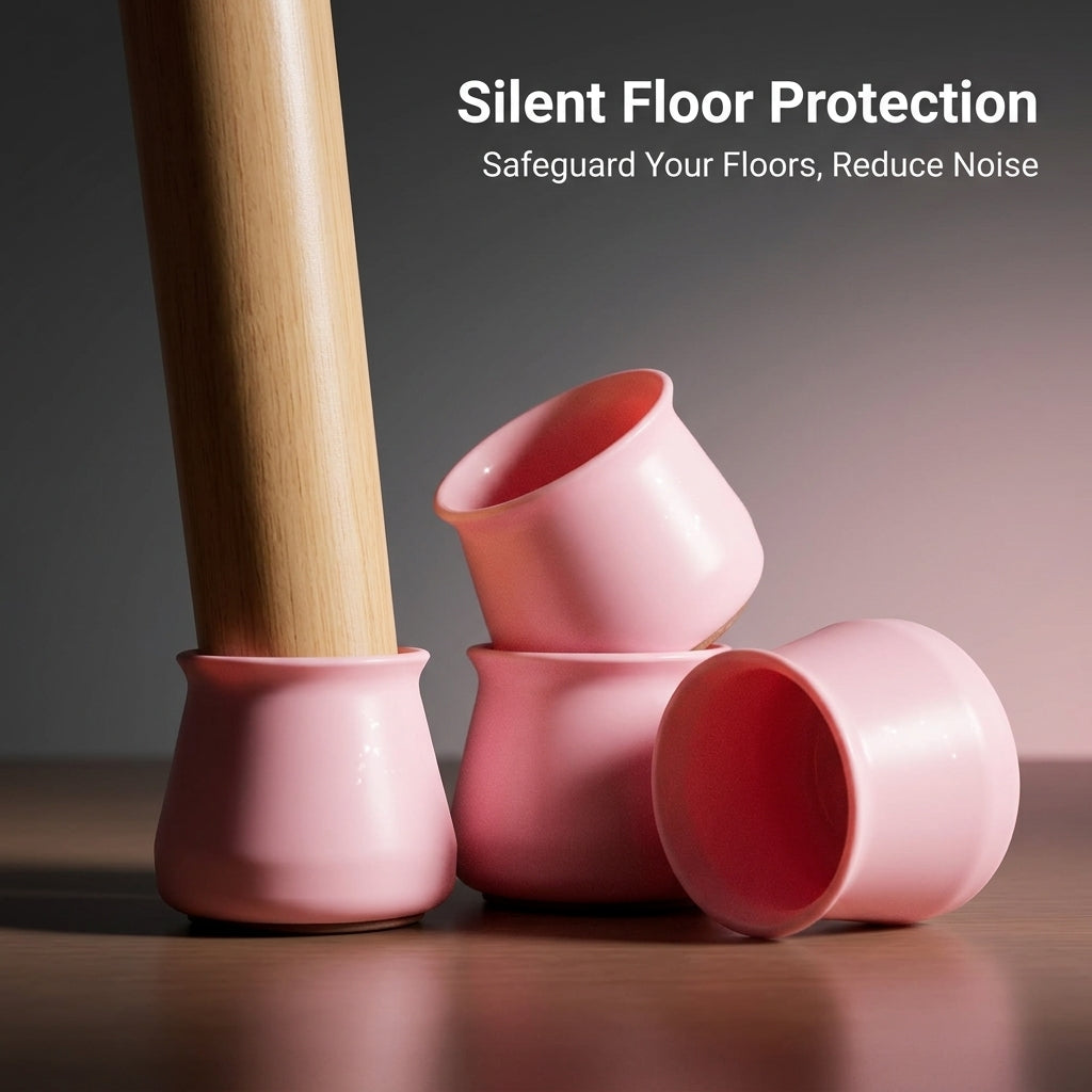TPR Table Chair Leg Covers Small Pink, Silent Furniture Leg Protectors for Home Use Indoor, Floor Protector Table Pad for Homeowners