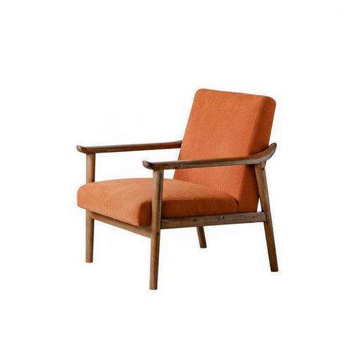 Upholstered Armchair with Wooden Frame Modern & Design Lounge Chair Curved Spinerest Thick Pad for Young Adults, Office Workers