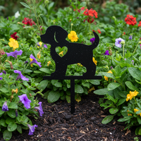Metal Dog Silhouette Garden Stake Outdoor Yard Art Decoration