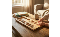 Folding Wooden Traditional Sowing Game Board Foldable Portable Traditional Sowing Game Storage