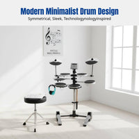 4-Pad Electric Drum Set, Upgraded Digital Drum Kit, Student & Adult, Built-in Metronome, 43 Accompaniment, Headphone & Recording, PVC