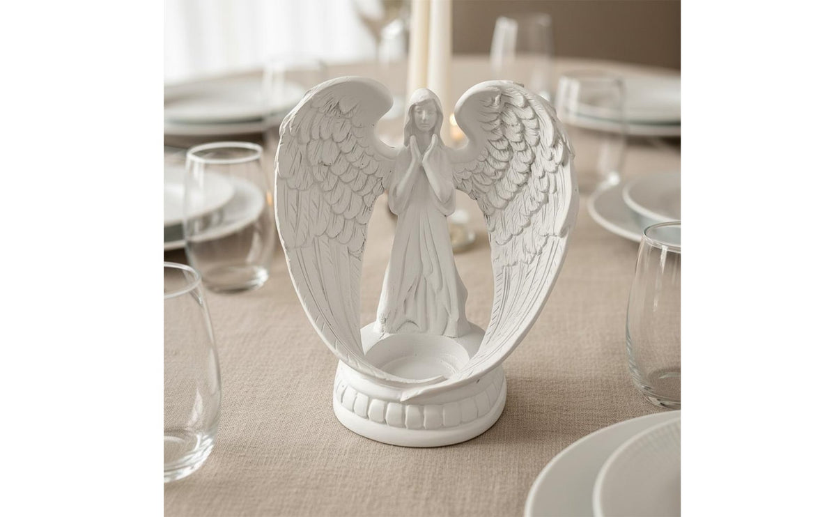 White Resin Angel Statue Nordic Style Candlestick Romantic Atmosphere House Decoration for Wedding, Table Centerpiece