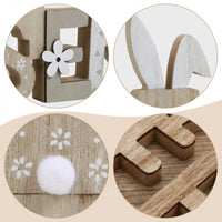 2 Pieces Easter Bunny Table Decor Freestanding Design Wooden Easter Decor Set Distressed Finish Rustic Bunny Figurine for Living Room, Shelf, Entryway