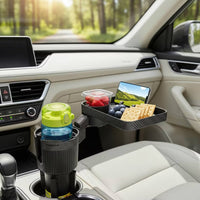 Multi-Functional Car Cup Holder with Tray Stable Car Cup Holder Tray Elevated Organizer Compact for Commuters