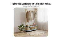 Rolling Clothes Rack Space-Saving Design Rolling Clothes Rack with Shelves Large Capacity Freestanding Coat Stand with Basket for Dorm Room, Entryway
