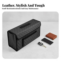 Precisely Fitted foldable vehicle storage box Leather Texture Trunk Organizer Space-Saving Vehicle Storage Large Capacity for Wuling Mini car Owners, careryday drivers, adventurers, careryday Commute, Grocery Shopping, highway Trips, Camping