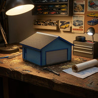 Roll-up Door 1/64 Garage Diorama Pitched Roof Miniature Garage Model Ribbed Texture