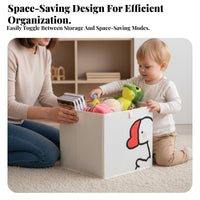 Foldable Cartoon Toy Box Built-in Handles Foldable Toy Box With Lid
