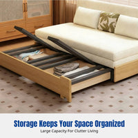 Hardwood Folding Sofa Bed, Chenille, Convertible Sleeper, Armless, Storage, Space-Saving, Small Apartment, Living Room, Balcony, 2025 New