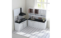 Dollhouse Kitchen Set High Detail Dollhouse Cooking Counter Wooden for Kids