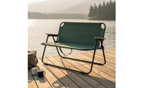 Foldable Design Double Folding Chair Heavy Duty 2 Person Folding Camp Chair Anti-Slip Feet Portable Outdoor Loveseat Rust Resistant Frame for Campers, Couples, Picnic, Patio, Backyard
