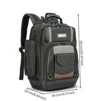 Zippered Compartments Molded Base Backpack Large Capacity Heavy-Duty Tool Backpack Molded Base Tool Bag for Job Site, Worksite