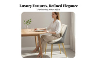 Modern Minimalist Design Upholstered Side Chair with Metal Legs Light Luxury aesthetic Dining Seating Soft Padded Seat Indoor Furniture Ergonomic Backrest for Restaurant Owners, Interior Designers, Kitchen, Living Room, Waiting Area, Office
