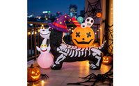 Skeleton Dog Inflatable Lovely Inflatable Dog with Witch Hat Weather-Resistant Yard Decoration for Lawn
