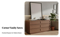 Extendable Design Retractable Corner Dressing Table Multi-Functional Corner Vanity Set Integrated Storage Cabinet Makeup Desk Space-Saving for Women, Apartment Dwellers, Teenagers, Home Study