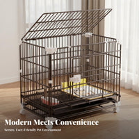 Easy to Clean Dog Enclosure with Toilet Tray Rust-Proof Heavy Duty Dog Crate 360° Caster Wheels Heavy Duty Pet Kennel Multi-Door Entry for Cat Owners, Indoor