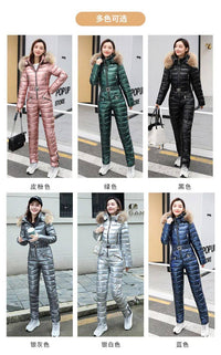 Women Ski Suit Women Jackets Winter Hooded Parka Jumpsuit Wo