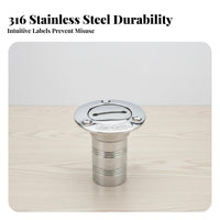 Watercraft Petrol Filler Cap Boat Water Container Inlet Stainless Steel Deck Fill Rust Resistant for Yacht Owners, RV, RVs