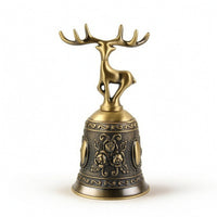 Ornate Deer-Shaped Hand Bell Decorative Bell with Deer Topper Portable Sturdy for Reception Desk, Dining Table, Restaurant