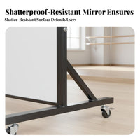 Lockable Casters Movable Dance Mirror Distortion-Clear Full Length Mirror on Wheels Crystal-Clear Home Furnishing HD Surface for Dancers, Fitness Enthusiasts, Gym, Bedroom