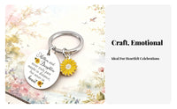Marigold Pendant Keychain Sentimental Gift Stainless Steel Keychain with Charm Rust-Resistant Engraved Message for Christmas, Family Appreciation Day