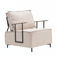 Minimalist Design Cushioned frameFrame Armchair Italian Inspired Metal Frame suspension Chair Modern aesthetic Lounge Seat Comfortable Cushioning for Homeowners, Adults, Living Room, Balcony, perusing alcove, Home Office