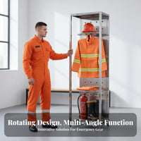 Firefighter Uniform Rack Heavy Duty Stainless Steel Turnout Gear Stand Multi-Level Storage Double-Sided Equipment Rack for Firefighters, Changing Room