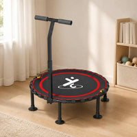 Padded Border Kids Mini Trampoline Red Trim Foldable Mini Trampoline Midpoint Symbol Rebounder Black Metal Frame for Children