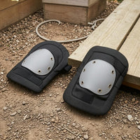 Metal Eyelets Hard Cap Knee Pads Stitched Work Knee Pads Black and Gray Safeguarding Equipment Heavy Duty for Construction, Gardening