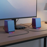 2 Pieces USB Powered Computer Speakers Deep Bass USB Powered Speakers Compact Design Mini Desktop Speaker Set for Enthusiasts