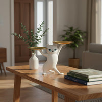 Cat Statue Storage Tray Creative Gift Cat Figurine Storage Tray Creature Statue Sundries Dish Multipurpose for Bedroom