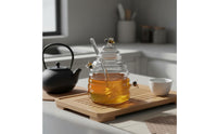 Honey Jar Dipper Set Transparent Body Honey Jar and Dipper Set Mess Serving Kitchenware for Kitchen Counter
