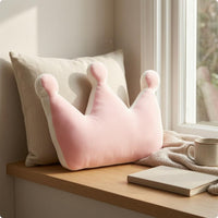 White Trim Crown-Shaped Cushion Padded Support Pillow