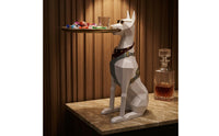 Doberman Tray Holder Faceted Resin Dog Tray Table Decorative Doberman Statue Table