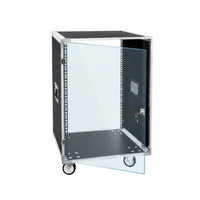 Thickened Metal Frame Rolling Flight Case Heavy-Duty Construction Mobile Audio Rack Reinforced Corners Portable Sound Equipment Case With Casters for DJs, Musicians, Outdoor Events, Home Theater, Studio, Conference Room