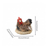 Realistic Chicken Figurine with Nest Farmhouse Hen Statue with Nest Feather-Textured Chicken Ornament Lifelike for Seasonal Arrangements, Photo Props