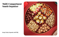 Rotating Snack Box Light Luxury Design Compartment Serving Platter Compartmentalized Storage Chinese New Year Candy Box for Hosts, Living Room