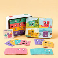 Face-Changing Cube Game Metal Tin Box Face Changing Cube Game Expression Matching Block Block Game Printed Lid Play Set