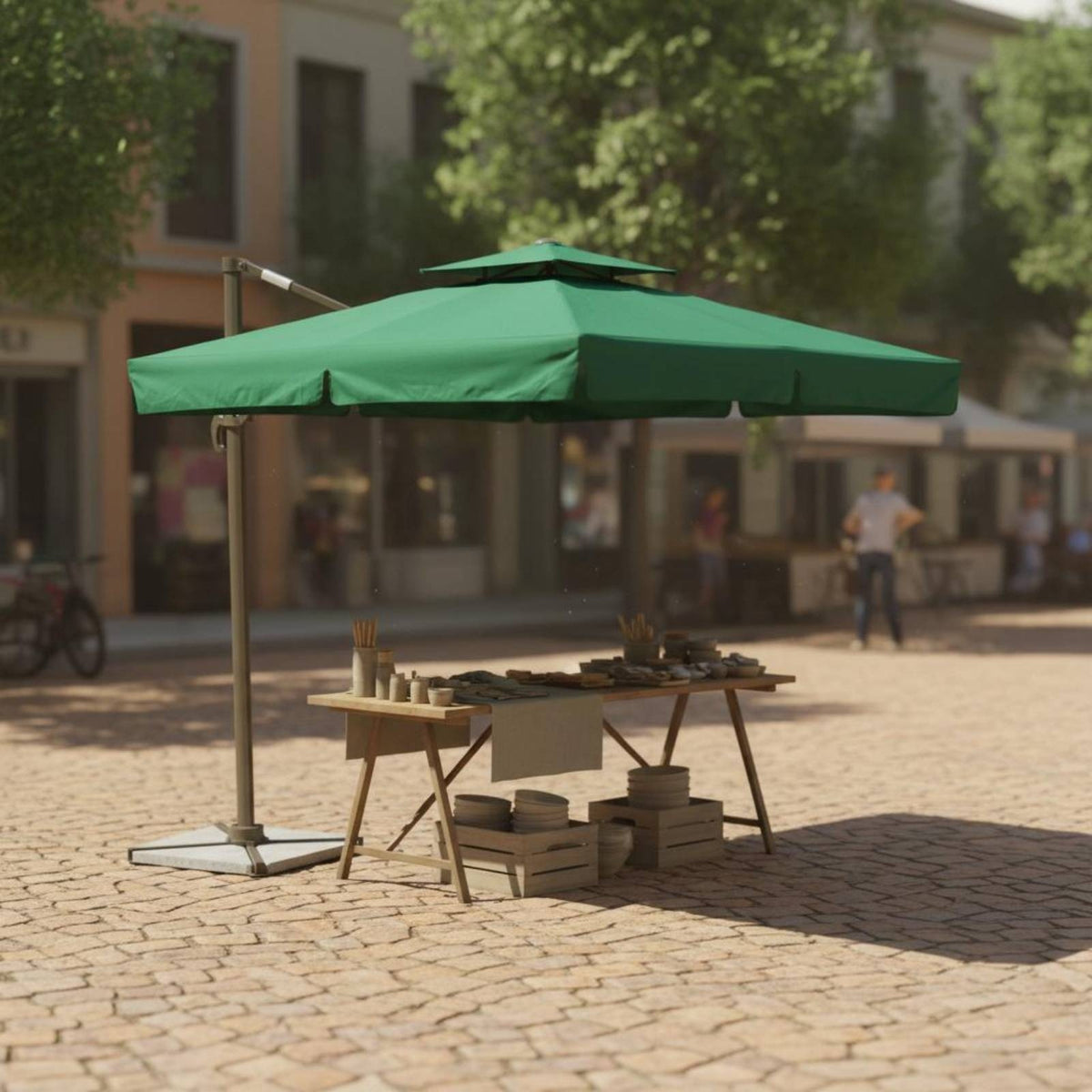 Square Patio Umbrella Rainproof Large Garden Umbrella Sun Protection for Market Stall, Security Booth