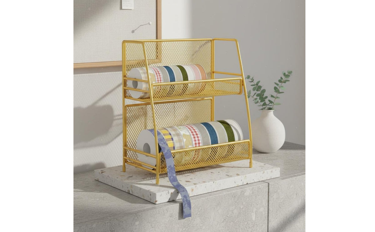 Ribbon Storage Rack Space Saving Multi-Tier Ribbon Rack Tiered Storage Basket Shelf Easy Assembly Washi Tape Holder for Florists