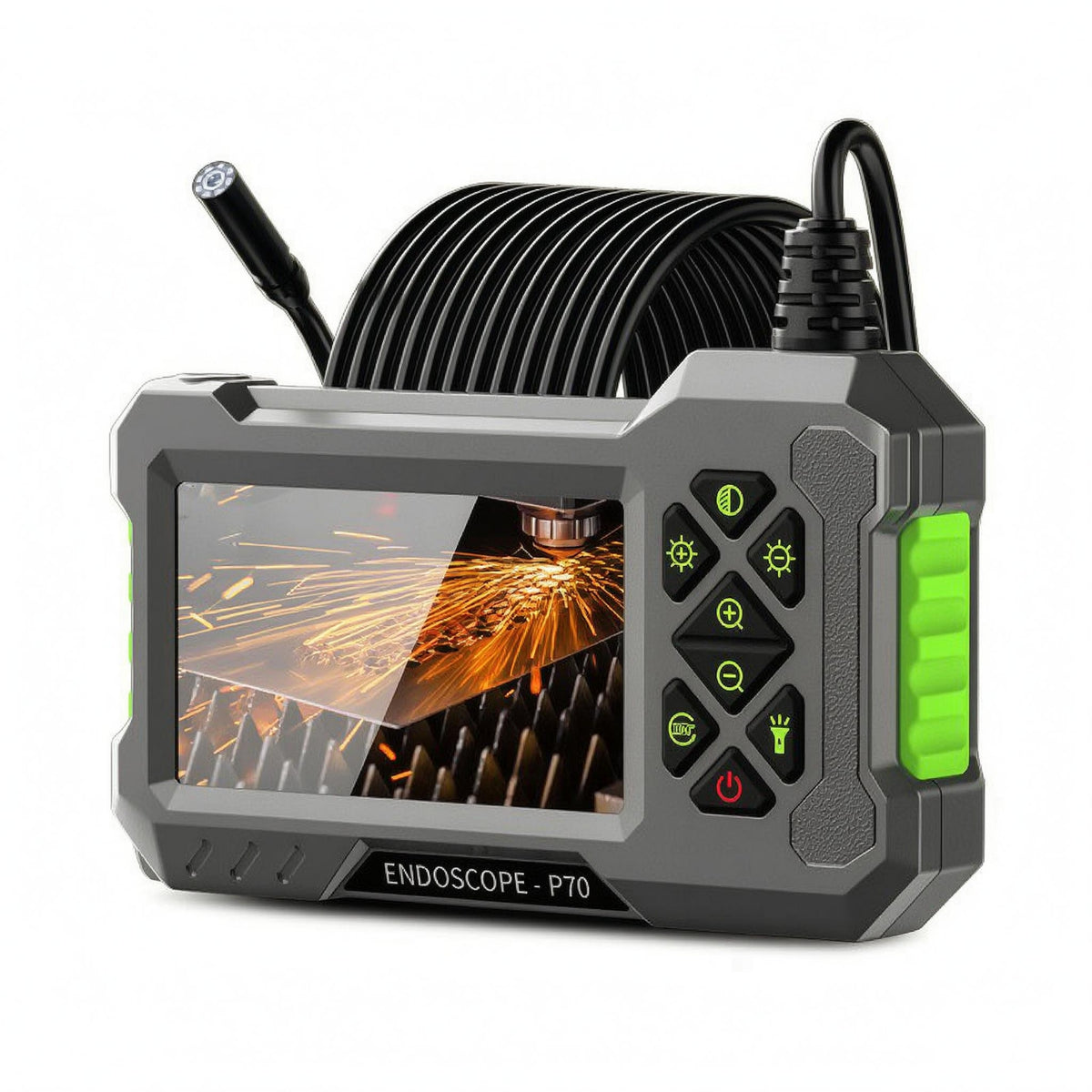 IP67 Water Resistant Industrial Endoscope 4.3-Inch IPS Display Display Industrial Endoscope Camera Rigid Rod Borescope Type-C Charging for Automotive Repair