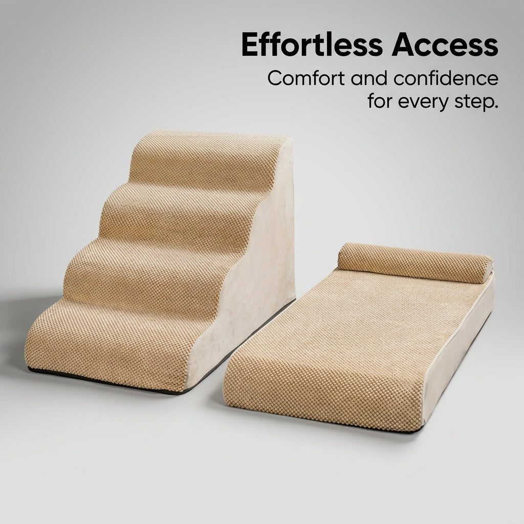 Dog Steps for Bed and Sofa with Detachable Modular Design, Pet with Washable Cover, High Density Sponge Foam