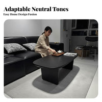 Wabi-Sabi Design Rounded Rectangular Coffee Table Nordic Influence Slab Leg Coffee Table Japanese Aesthetic Living Room Furniture Minimalist Design for Homestay Owners, Interior Designers, Homeowners, Lounge Area, Hotel Lobby