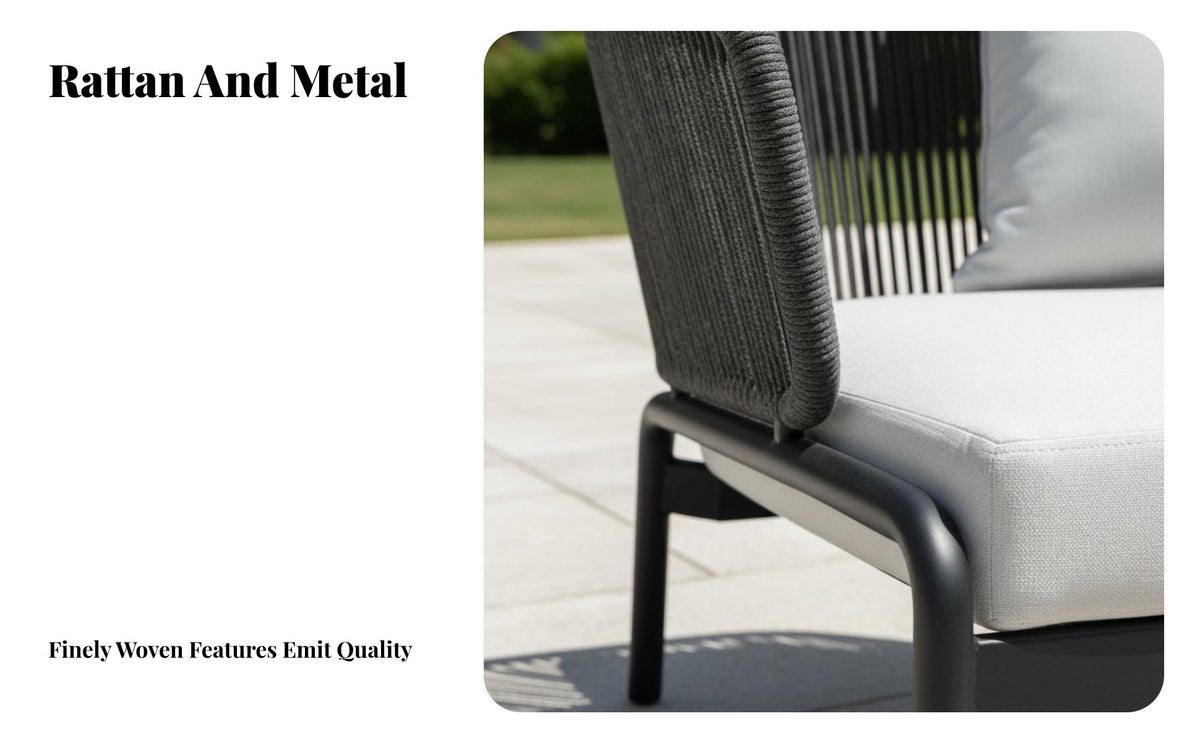 Weather Resistant Woven Rope Patio Set Rust-Proof Frame Woven Rope Back Loveseat High-Density Cushion Outdoor Furniture Waterproof Material for Hospitality Businesses, Business Owners, Terrace, Balcony, Backyard, Porch