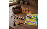 39 Pieces Display Accessories 1/12 Scale Dollhouse Tool Set Printed Signs Miniature Roadwork Set Realistic Design 1/12 Scale Toolbox for Model Displays
