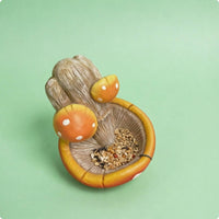 Sculpted Fungus-Shaped Bird Feeder Textured Hanging Bird Feeder Beige Outdoor Decor Orange and Yellow for Garden, Tree
